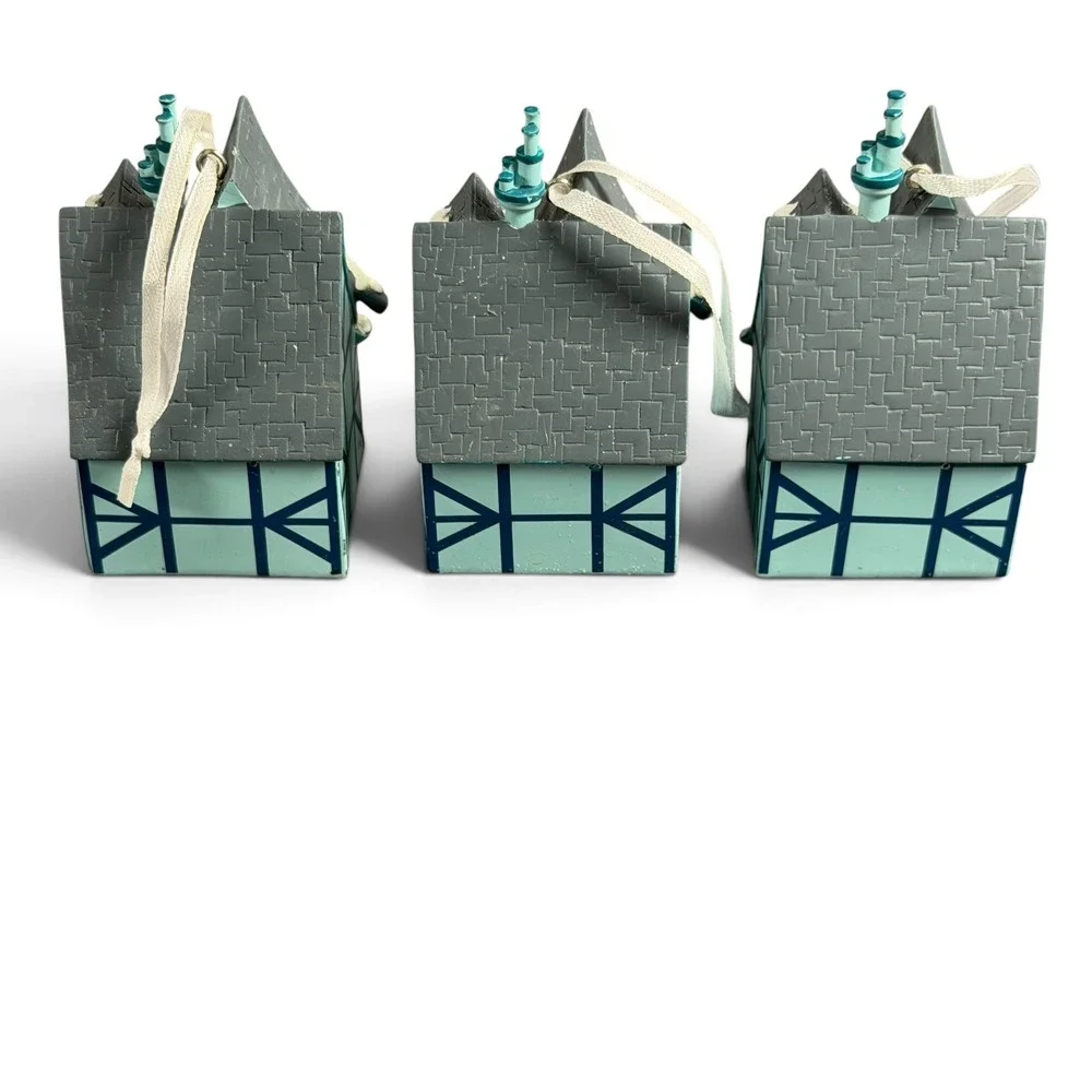 Set of 3 Winter Cottage Ornaments Christmas Holiday Village Decor